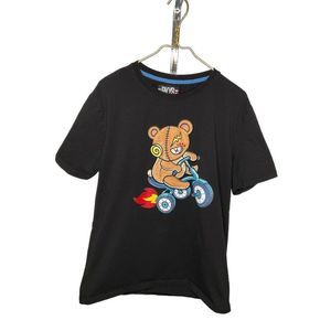 𝅺xl BKYS Mens Black Tee Tshirt Teddy Bear on motorbike bike
